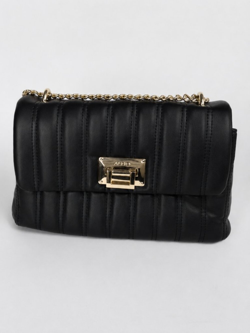 ALDO Quilted Chain Shoulder Bag Black Golden Hardware Crossbody Bag